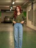 Hand Embroidered Shirt (Only) 1 Piece – Olive Green