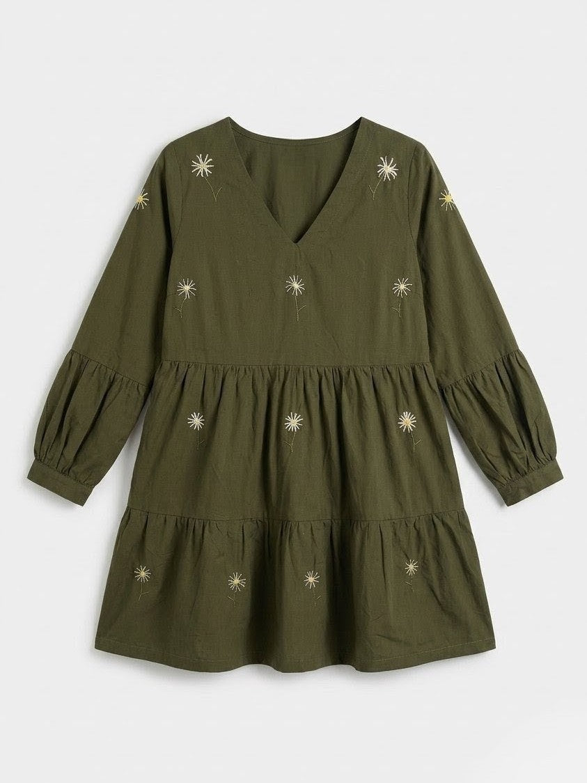 Hand Embroidered Shirt (Only) 1 Piece – Olive Green