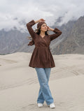 Hand Embroidered Shirt (Only) 1 Piece – Chocolate Brown