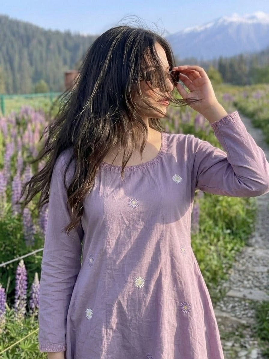 Hand Embroidered Shirt (Only) 1 Piece – Lavender